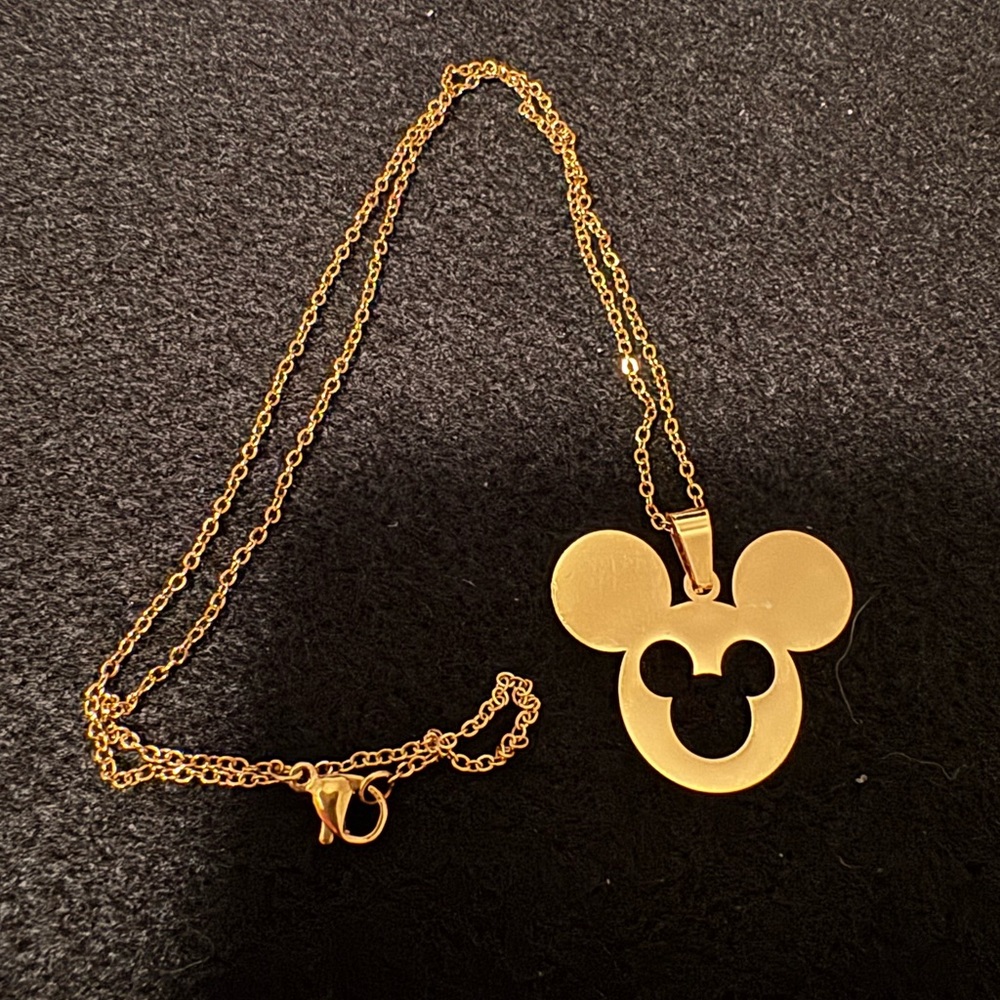 Gold Tone Mickey Necklace